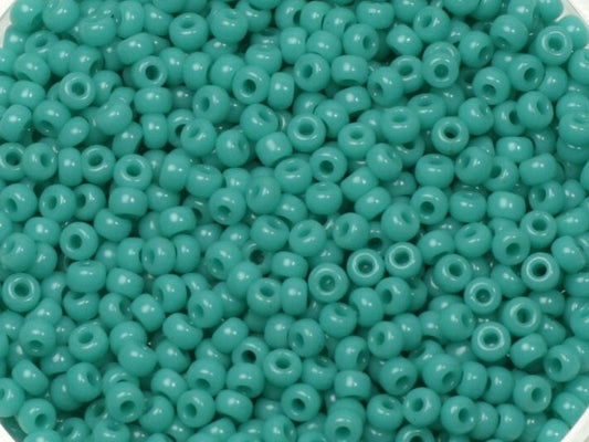 Turquoise green glass beads. Seed beads, round in shape, 2mm in size. Hole size is 0.8mm.