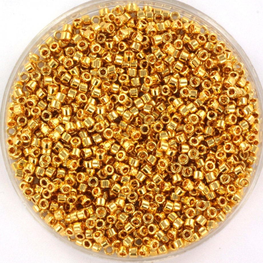 Miyuki Delica beads 24kt gold plated, 5g 11/0 DB0031, beads for jewelry making, beads from japan, uniform cylindrical beads, real gold