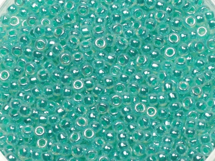 10g Miyuki seed beads 11/0, ceylon aqua green 536, japanese beads high quality, turquoise green beads, size 2mm, pastel color beads