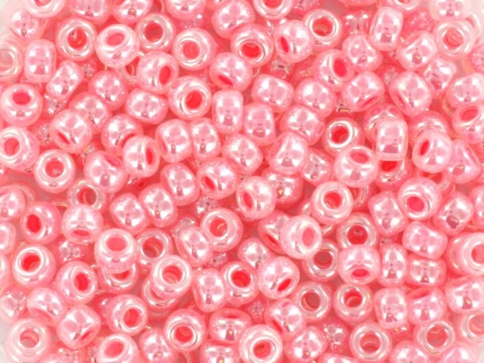 10g Miyuki seed beads 8/0, ceylon carnation pink 535, japanese beads, luster pink beads, size 8 3mm, glass beads, Miyuki pink seed beads