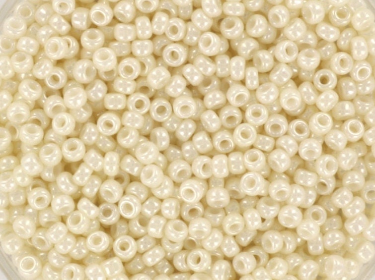 Off white Miyuki round seed beads. Ceylon cream, color code 594. 2mm size.