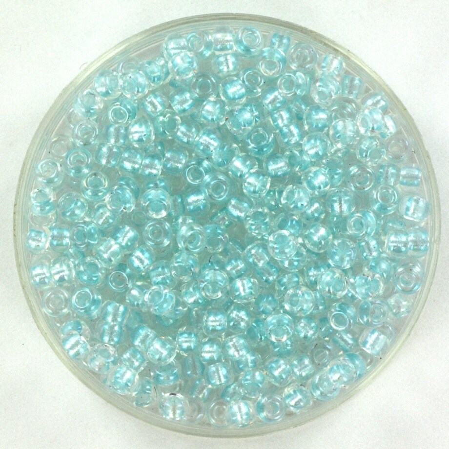 10g Miyuki seed beads 8/0, fancy lined soft aqua 3638, japanese beads, turquoise blue beads, size 3mm, bright color beads, Miyuki blue beads