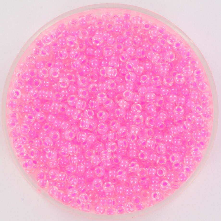 10g Miyuki seed beads 11/0, luminous pink 4299, japanese beads, neon pink beads, size 11 2mm, shiny beads, round rocailles, luster beads