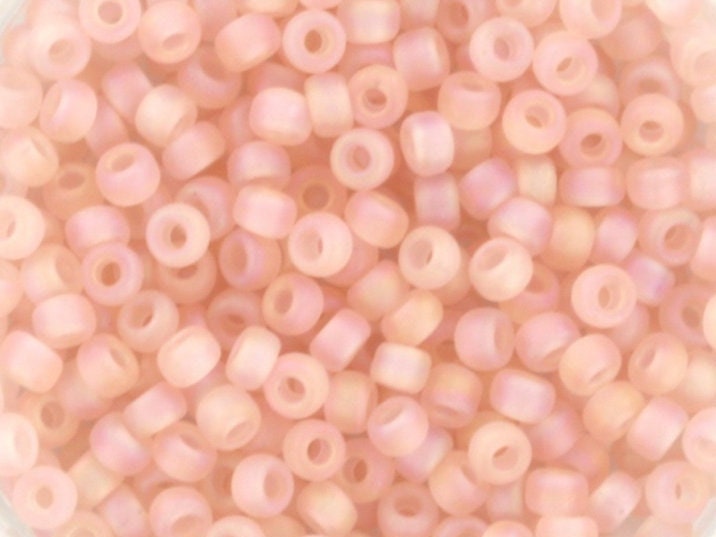 10g Miyuki seed beads 11/0, transparent matte ab light tea rose 155FR, japanese beads high quality, light pink beads, size 11 2mm, frosted