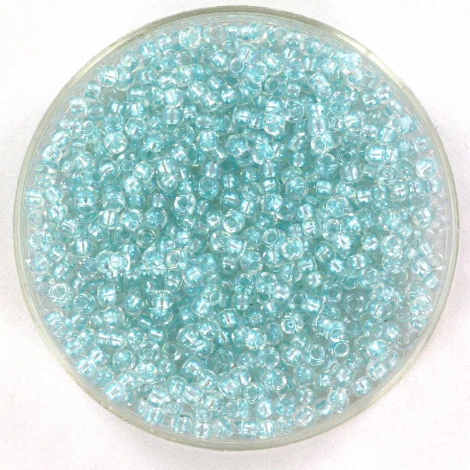 10g Miyuki seed beads 11/0, fancy lined soft aqua 3638, japanese beads, turquoise blue beads, size 2mm, bright color beads, Miyuki blue bead