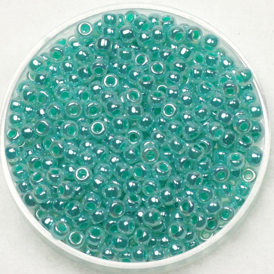 10g Miyuki seed beads 8/0, ceylon aqua green 536, japanese beads, turquoise green beads, size 3mm, pastel color beads