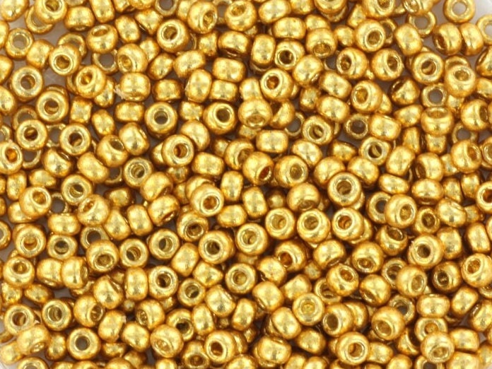 10g Miyuki seed beads duracoat galvanized gold size 11/0 4202, beads from japan, round rocailles, high quality beads, small gold beads