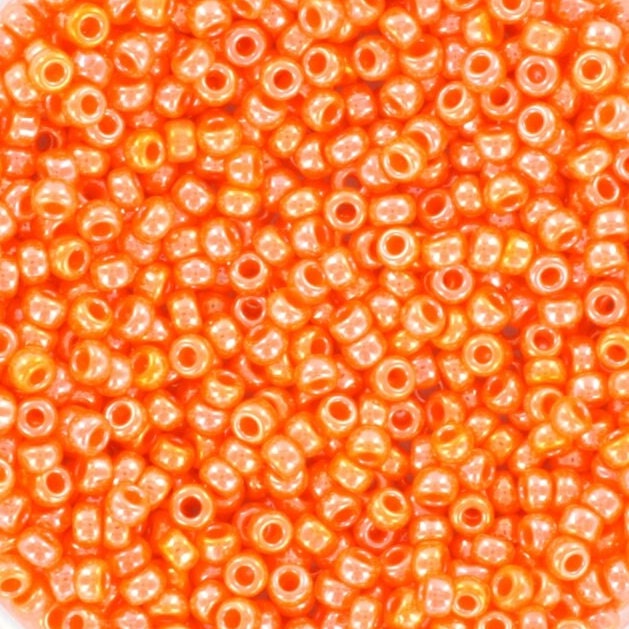 Miyuki seed beads 11/0, opaque luster light orange 423, 10g japanese beads, orange glass beads, size 2mm, orange rocailles, Miyuki orange