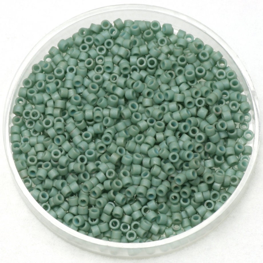 Miyuki Delica beads opaque matte luster sea foam, 5g 11/0 DB0374, cylindrical beads, 1.6mm beads, light green Miyuki, color DB 374