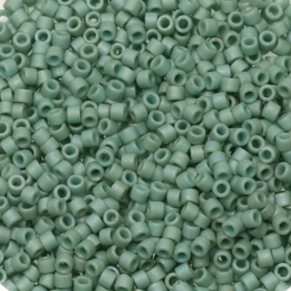 Miyuki Delica beads opaque matte luster sea foam, 5g 11/0 DB0374, cylindrical beads, 1.6mm beads, light green Miyuki, color DB 374