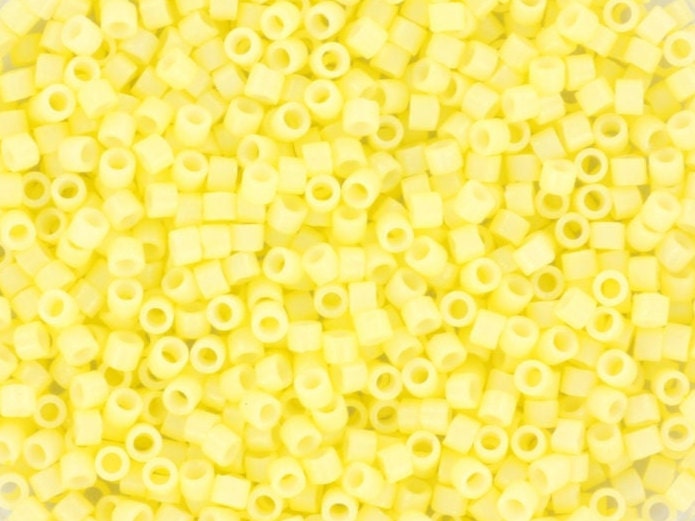 Miyuki Delica beads duracoat opaque dyed light lemon ice, 5g 11/0 DB2101, cylindrical beads, 1.6mm beads, light yellow Miyuki, DB 2101