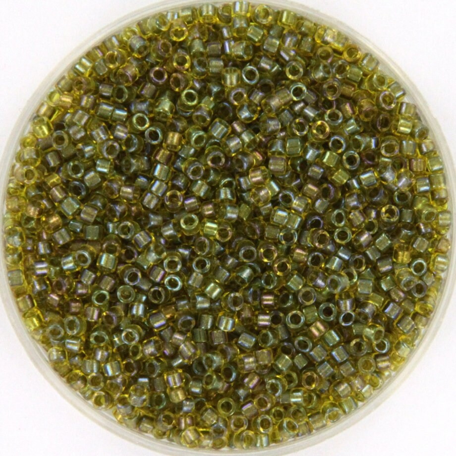 Miyuki Delica beads fancy lined lime, 5g 11/0 DB2377, cylindrical beads, 1.6mm beads, green Miyuki, color DB 2377