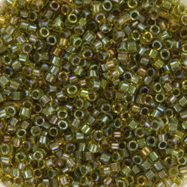 Miyuki Delica beads fancy lined lime, 5g 11/0 DB2377, cylindrical beads, 1.6mm beads, green Miyuki, color DB 2377