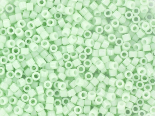 Miyuki Delica beads opaque light mint green, 5g 11/0 DB 1496, cylindrical beads, 1.6mm beads, Miyuki opaque pastel green DB1496, soft green