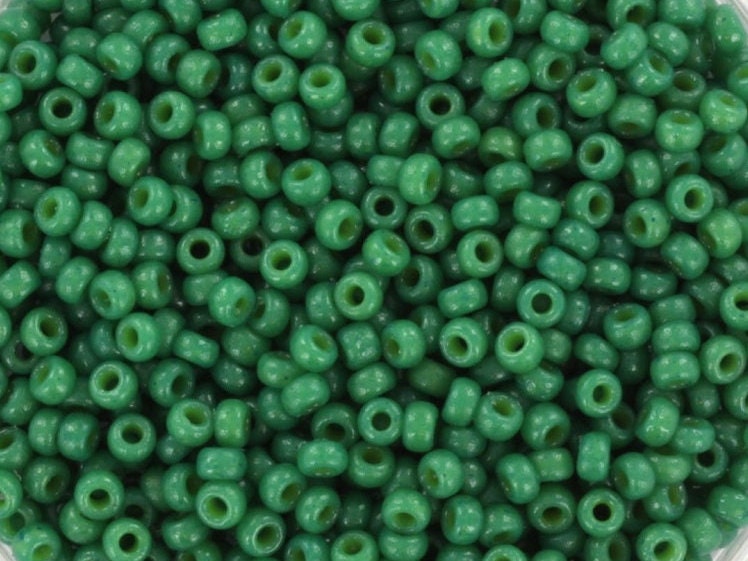 10g Miyuki seed beads 11/0, duracoat opaque spruce 4477, japanese beads, color green beads, size 2mm, dark green beads, Miyuki opaque green