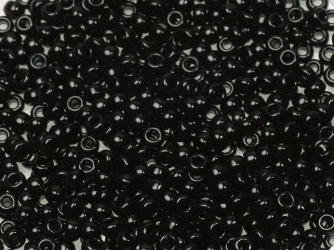 10g Miyuki seed beads 11/0, opaque black 401, japanese beads, color black beads, size 2mm, Miyuki RR401 RR0401, black round rocailles