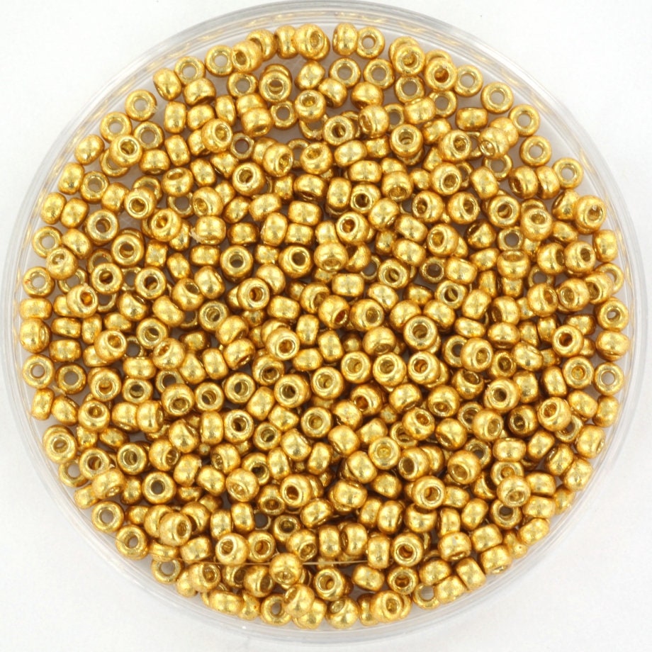 10g Miyuki seed beads duracoat galvanized gold size 11/0 4202, beads from japan, round rocailles, high quality beads, small gold beads