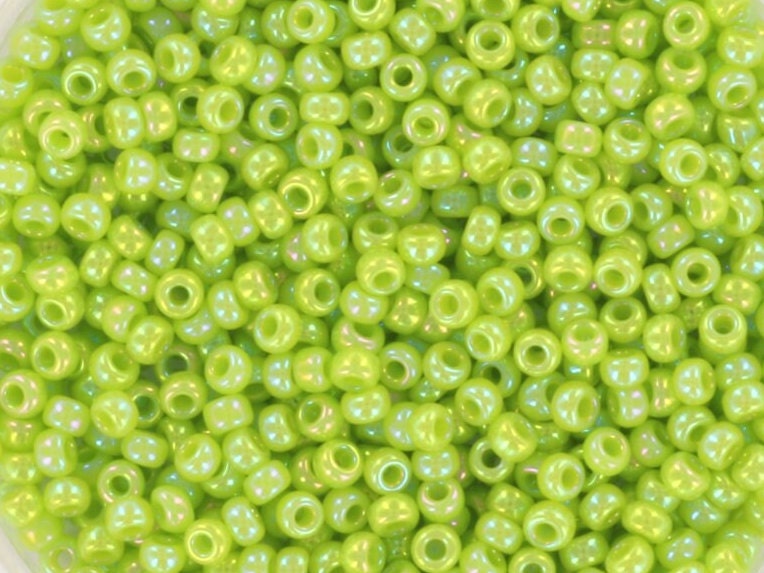 Miyuki seed beads opaque ab chartreuse 11/0 479, japanese beads high quality, bright green beads, size 2mm, Miyuki rocailles luster green