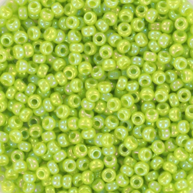 Miyuki seed beads opaque ab chartreuse 11/0 479, japanese beads high quality, bright green beads, size 2mm, Miyuki rocailles luster green