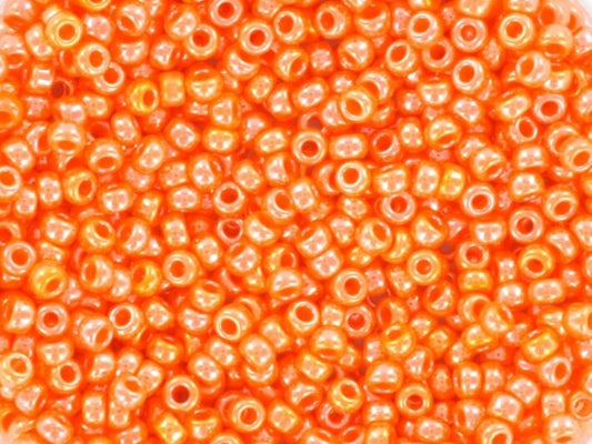 Miyuki seed beads 11/0, opaque luster light orange 423, 10g japanese beads, orange glass beads, size 2mm, orange rocailles, Miyuki orange