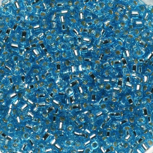 Miyuki Delica beads silverlined ocean blue, 5g 11/0 DB1209, cylindrical beads, size 1.6mm, transparent blue Miyuki, color DB 1209, turquoise