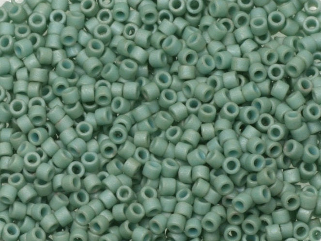 Miyuki Delica beads opaque matte luster sea foam, 5g 11/0 DB0374, cylindrical beads, 1.6mm beads, light green Miyuki, color DB 374