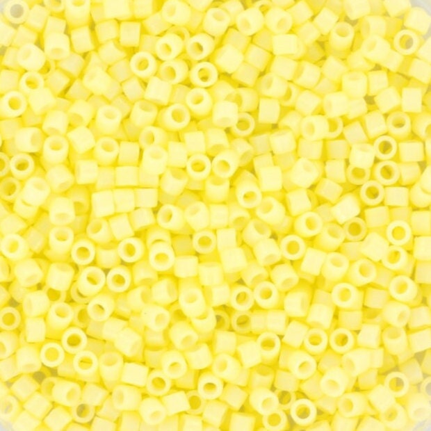 Miyuki Delica beads duracoat opaque dyed light lemon ice, 5g 11/0 DB2101, cylindrical beads, 1.6mm beads, light yellow Miyuki, DB 2101