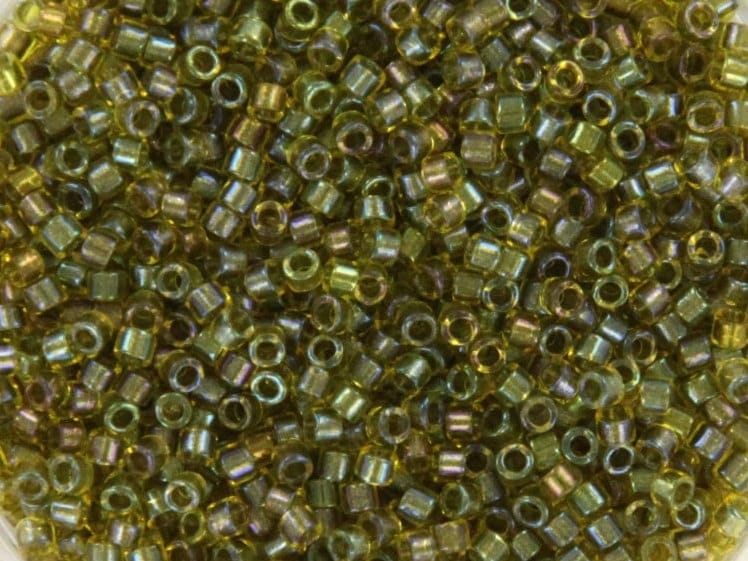 Miyuki Delica beads fancy lined lime, 5g 11/0 DB2377, cylindrical beads, 1.6mm beads, green Miyuki, color DB 2377