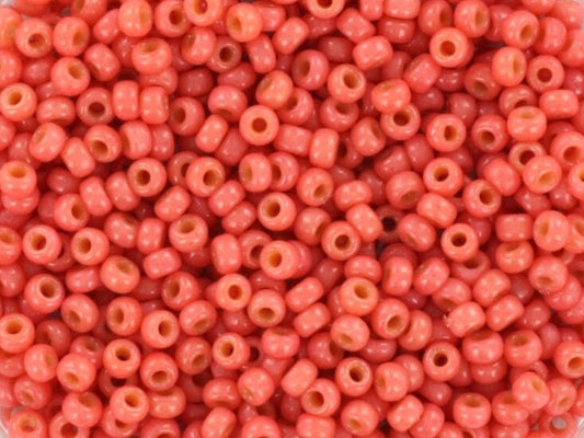 10g Miyuki seed beads 11/0, duracoat opaque light watermelon 4464, japanese beads, color pink rocailles, size 2mm, bright, Miyuki red beads