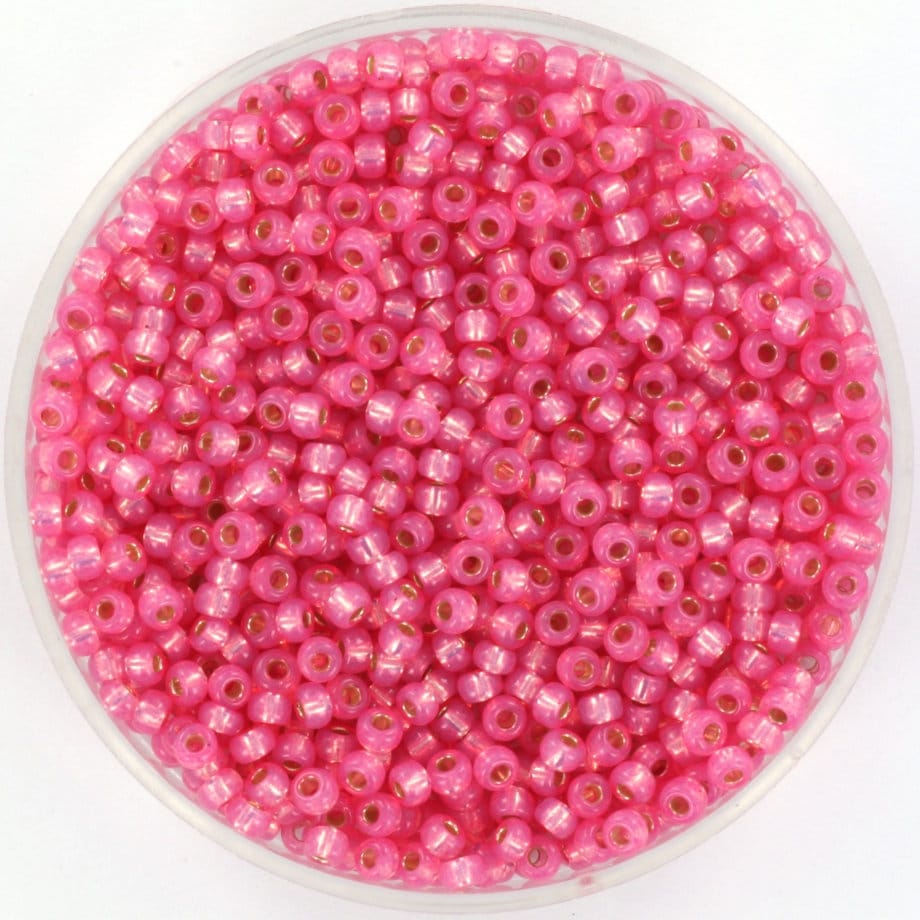 10g Miyuki seed beads 11/0, silverlined alabaster dyed rose 556, japanese beads, transparent pink rocailles, size 2mm, Miyuki pink beads