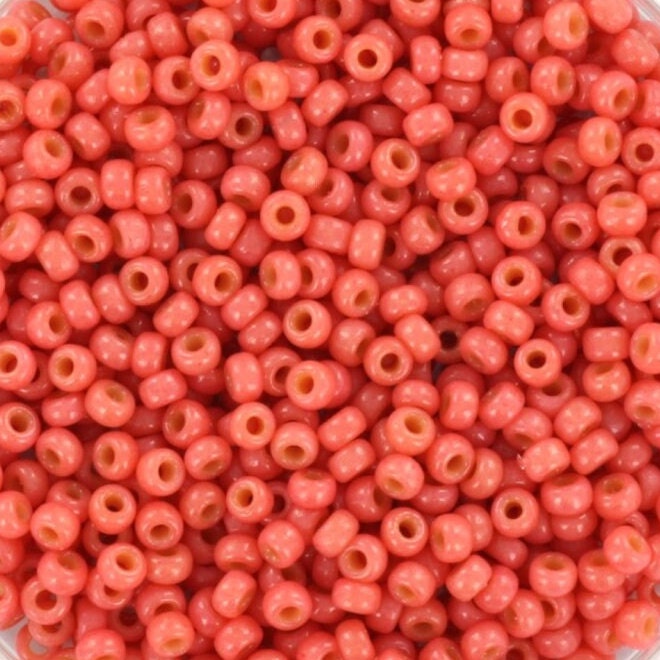 10g Miyuki seed beads 11/0, duracoat opaque light watermelon 4464, japanese beads, color pink rocailles, size 2mm, bright, Miyuki red beads