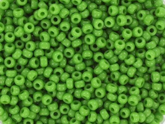 Miyuki seed beads opaque green 11/0 411, japanese beads high quality, bright green beads, size 2mm, Miyuki rocailles green, green seed beads