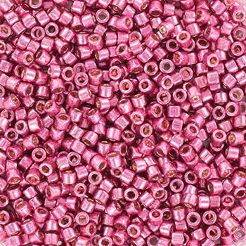 Miyuki Delica beads duracoat galvanized hot pink, 5g 11/0 DB1840, cylindrical beads, size 1.6mm, metallic pink Miyuki Delicas, color DB 1840