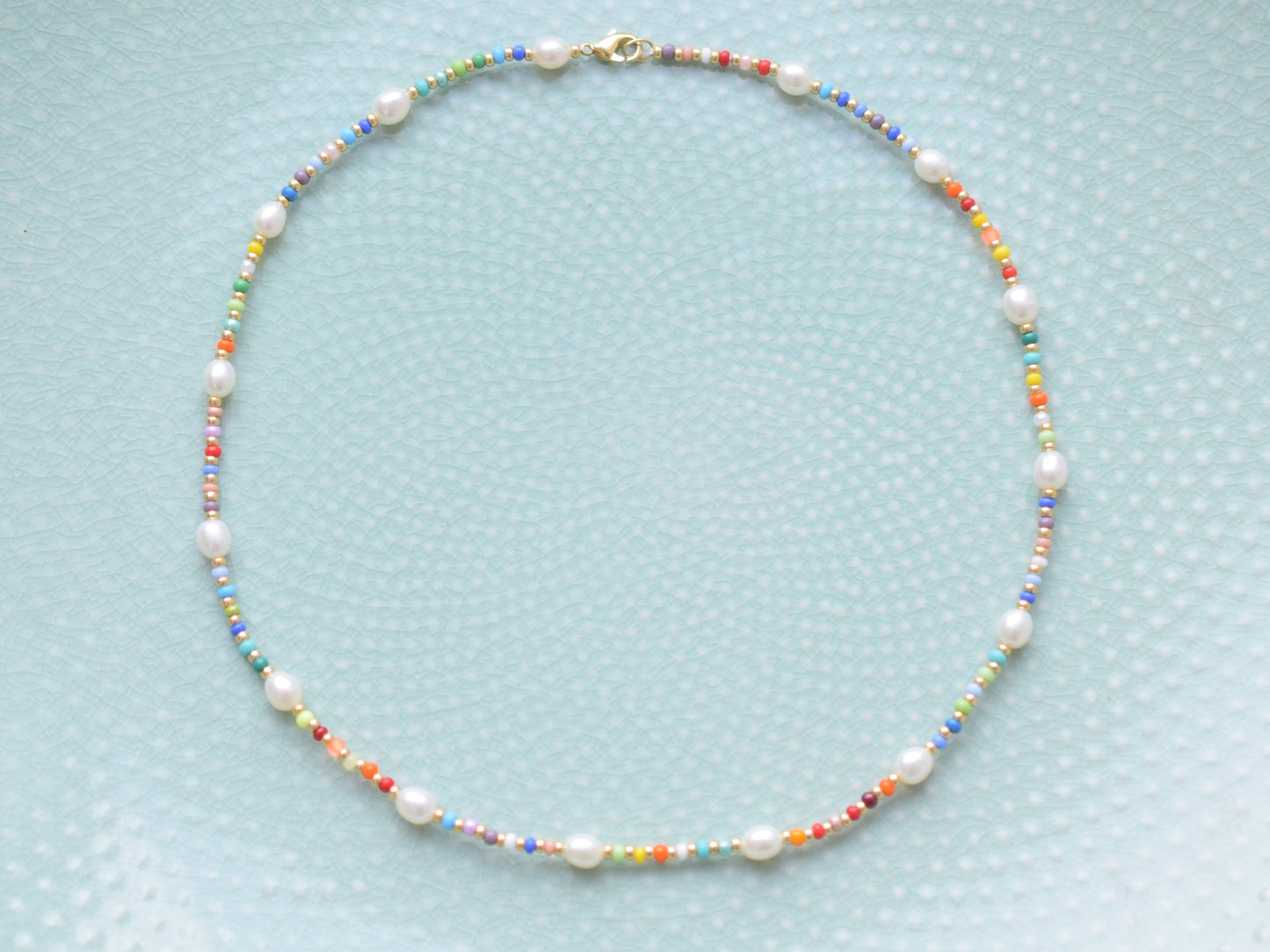 Colorful beaded necklace, freshwater pearl necklace, layering necklace, mixed bead and pearl necklace, choker necklace, gift for girlfriend