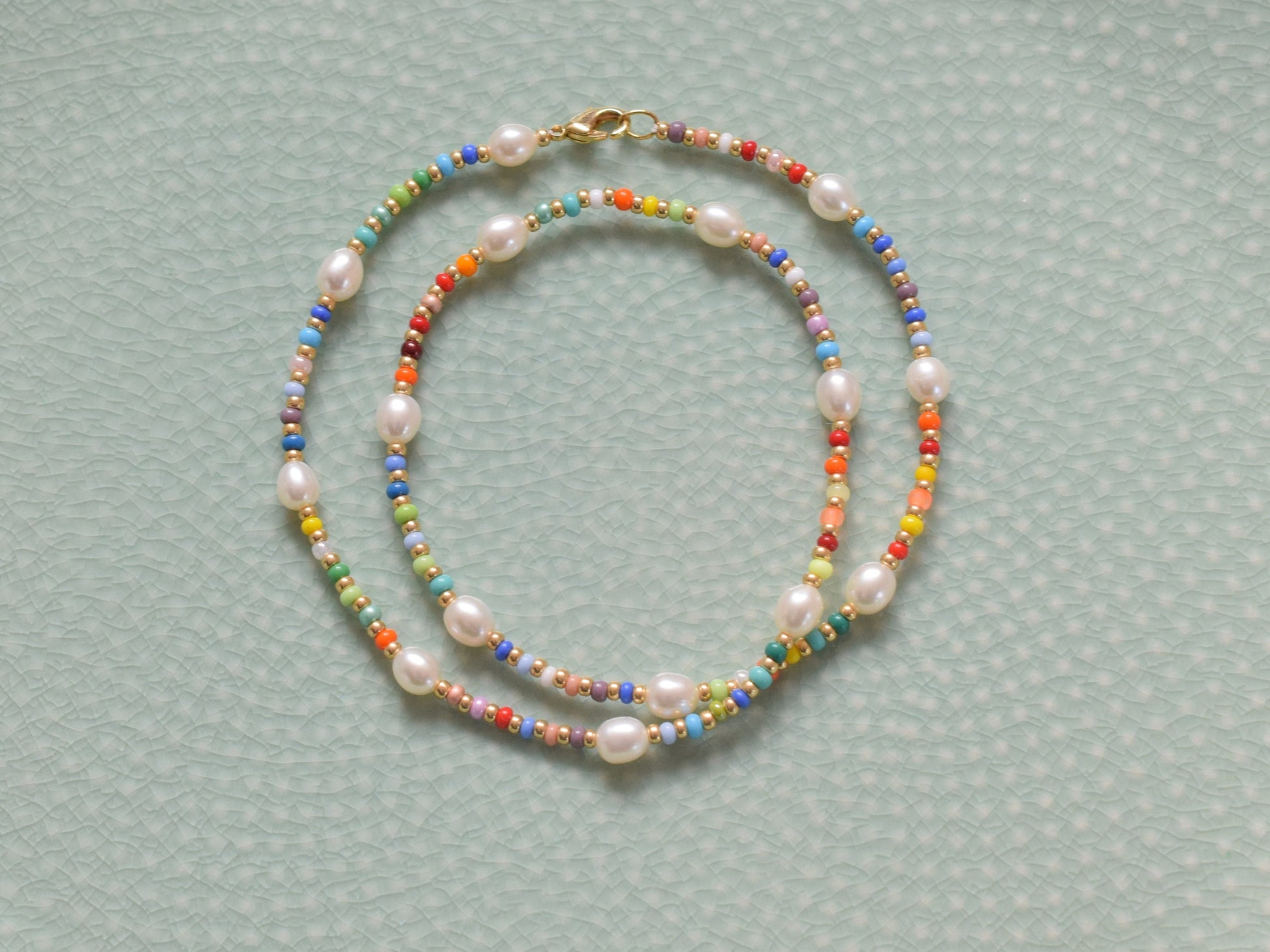 Colorful beaded necklace, freshwater pearl necklace, layering necklace, mixed bead and pearl necklace, choker necklace, gift for girlfriend