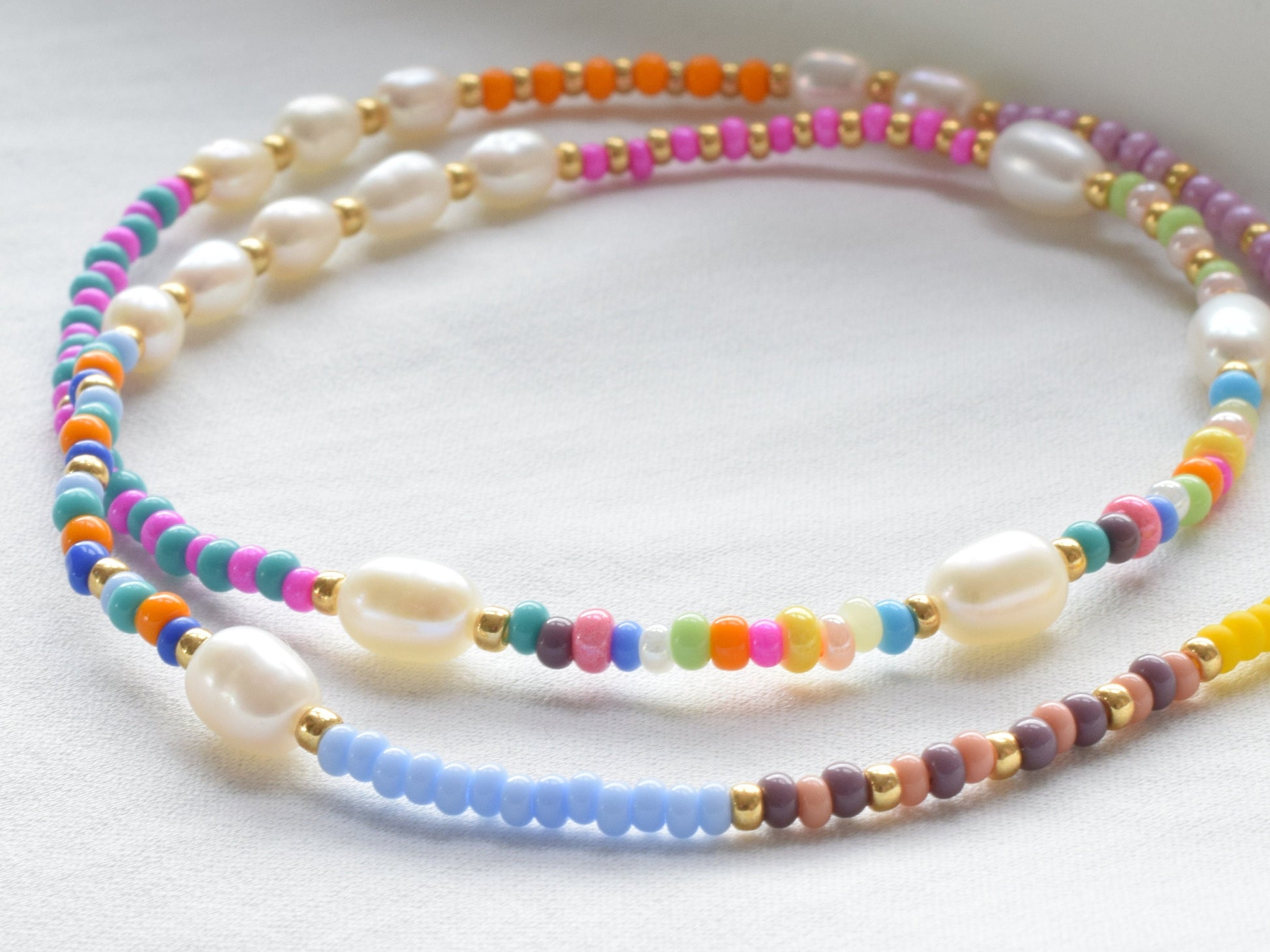 Colorful pearl necklace, bead and pearl necklace, birthday gift for best friend, Valentines gift for her necklace, freshwater pearl choker