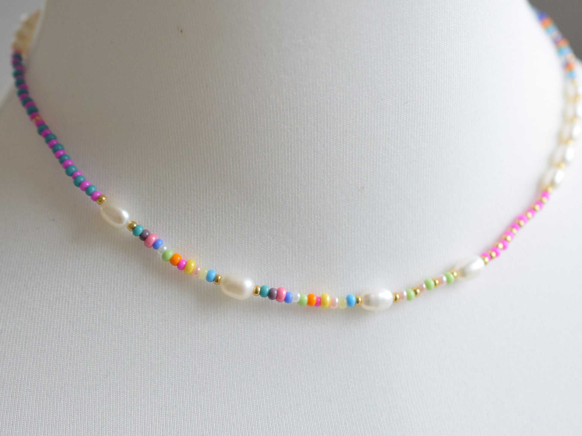 Colorful pearl necklace, bead and pearl necklace, birthday gift for best friend, Valentines gift for her necklace, freshwater pearl choker