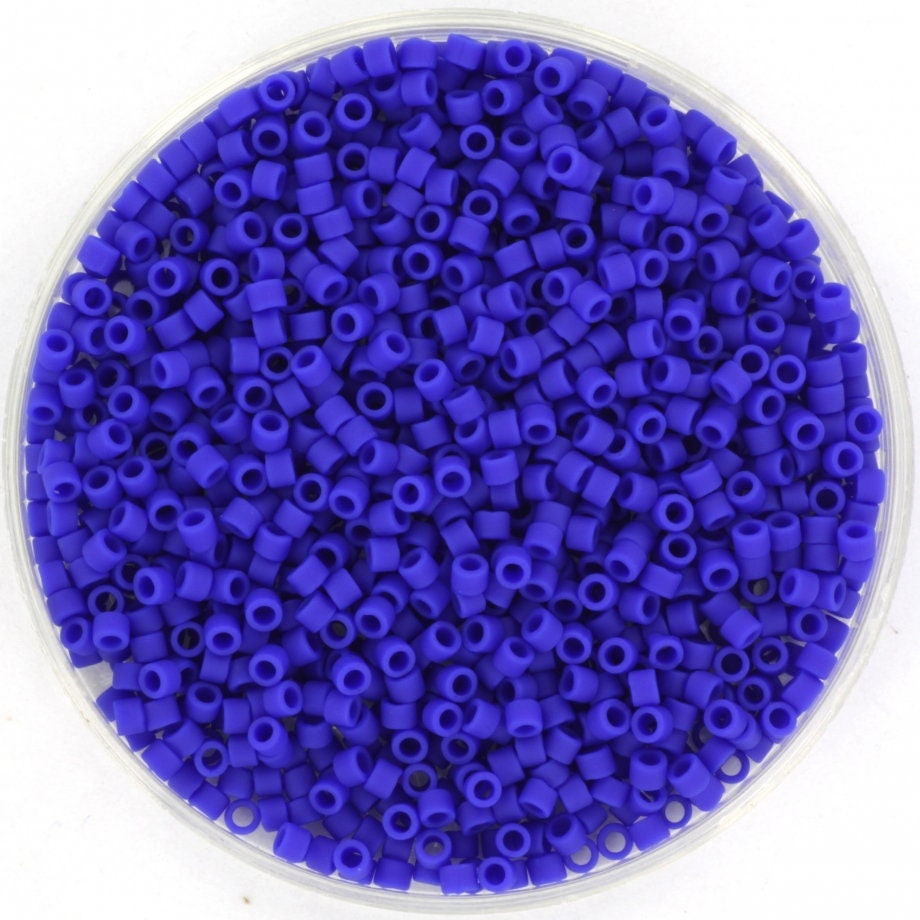 Miyuki Delica beads opaque matte cobalt blue, 5g 11/0 DB756, cylindrical beads, size 1.6mm, dark blue Miyuki, color DB0756, royal blue, 756