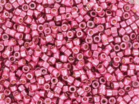 Miyuki Delica beads duracoat galvanized hot pink, 5g 11/0 DB1840, cylindrical beads, size 1.6mm, metallic pink Miyuki Delicas, color DB 1840