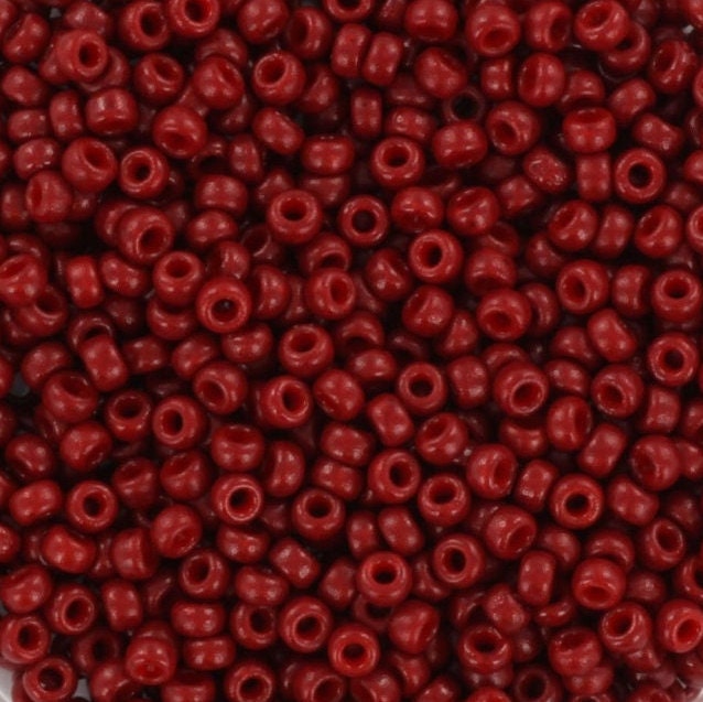 Miyuki seed beads 11/0, Duracoat opaque jujube red 4469, 10g japanese beads, dark red glass beads, size 2mm, round rocailles, red brown