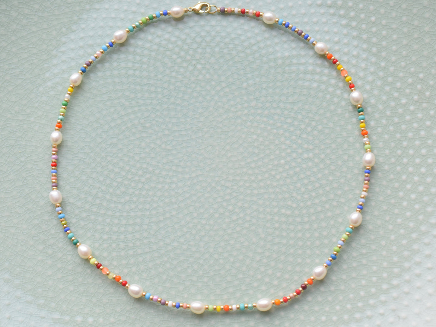 Colorful beaded necklace, freshwater pearl necklace, layering necklace, mixed bead and pearl necklace, choker necklace, gift for girlfriend