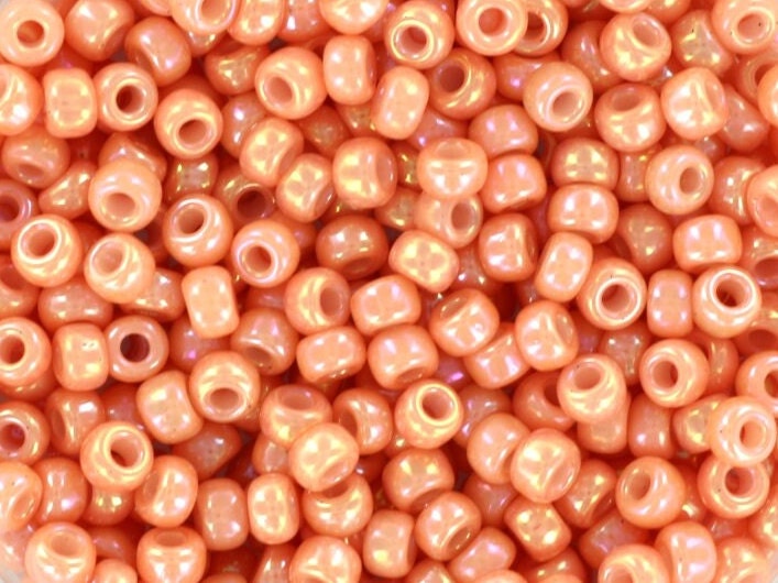 10g Miyuki seed beads 8/0, opaque luster tea rose 596, japanese beads, round rocailles, glossy pink light, size 8 3mm, soft pink glass beads