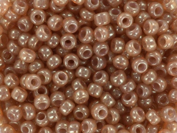 10g Miyuki seed beads 8/0, Ceylon translucent Peony 2371, japanese beads, round rocailles, size 3mm, light brown caramel, transparent beige