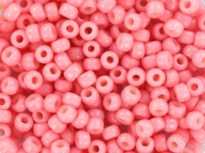 10g Miyuki seed beads 8/0, duracoat opaque lychee 4463, japanese beads, round rocailles, light pink, size 8 3mm, soft pink glass beads