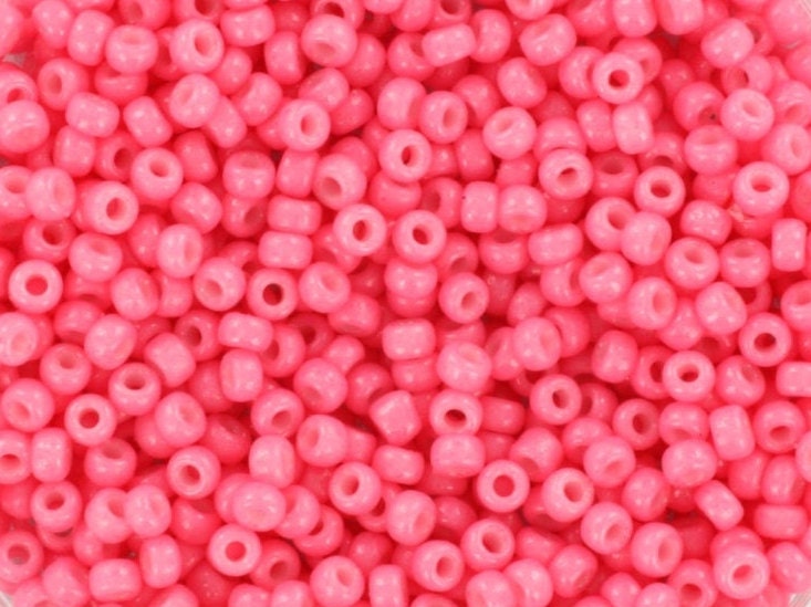 10g Miyuki seed beads 11/0, duracoat opaque carnation 4467, japanese beads, color pink, size 2mm, bright rocailles, Miyuki pink beads