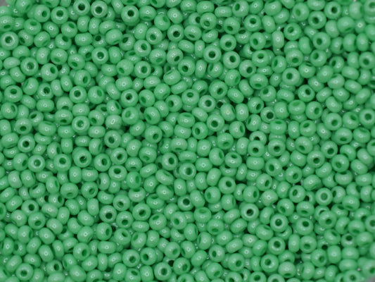 Preciosa Ornela 9/0 green 16356, 20g green dyed chalkwhite sfinx seed beads, bohemian beads, glossy green beads, luster green beads