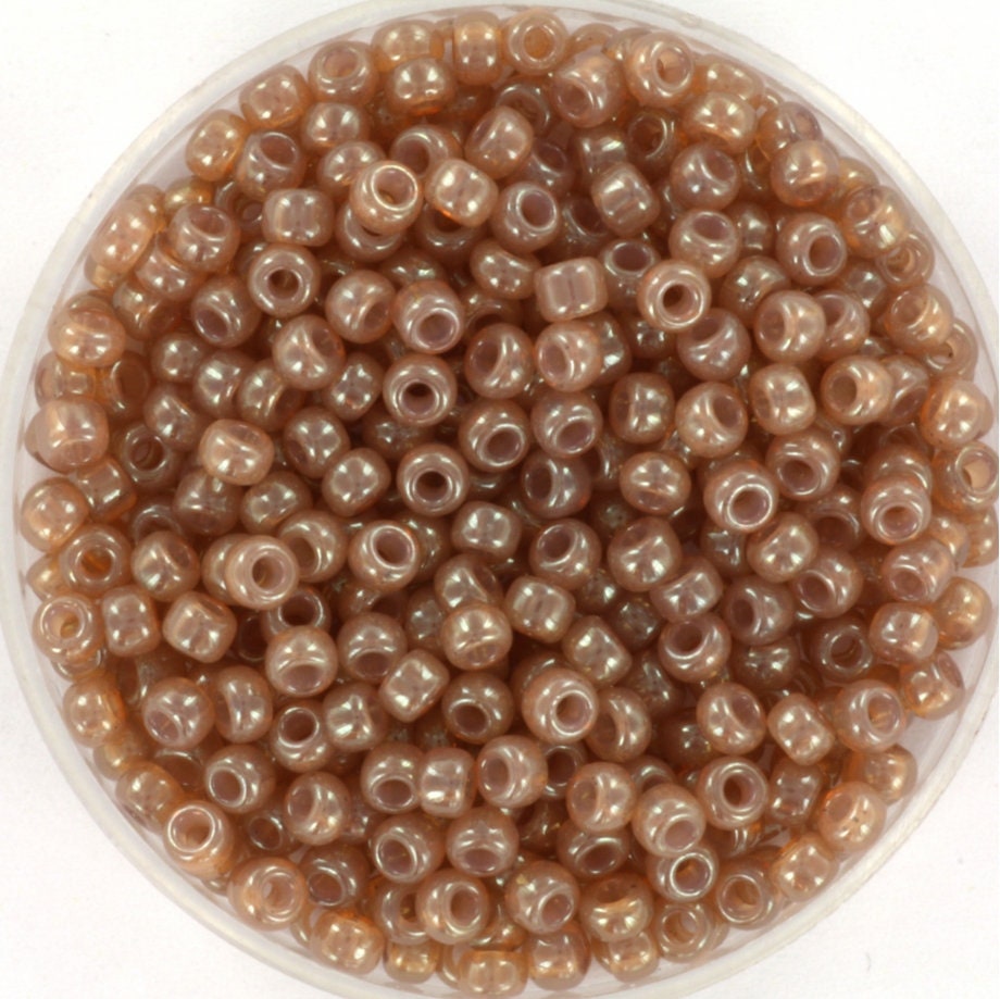 10g Miyuki seed beads 8/0, Ceylon translucent Peony 2371, japanese beads, round rocailles, size 3mm, light brown caramel, transparent beige