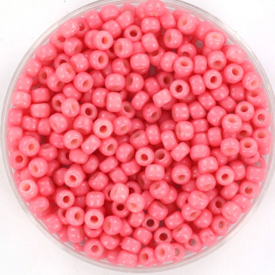 10g Miyuki seed beads 8/0, duracoat opaque guava pink 4465, japanese beads, pink beads, size 3mm, pink round rocailles, DIY jewelry supplies