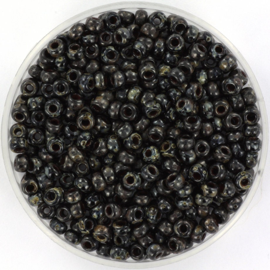 10g Miyuki seed beads 8/0, opaque picasso black 4511, japanese beads, size 3mm, black marbled, round rocailles, DIY jewelry supplies