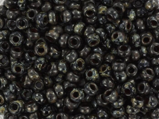 10g Miyuki seed beads 8/0, opaque picasso black 4511, japanese beads, size 3mm, black marbled, round rocailles, DIY jewelry supplies